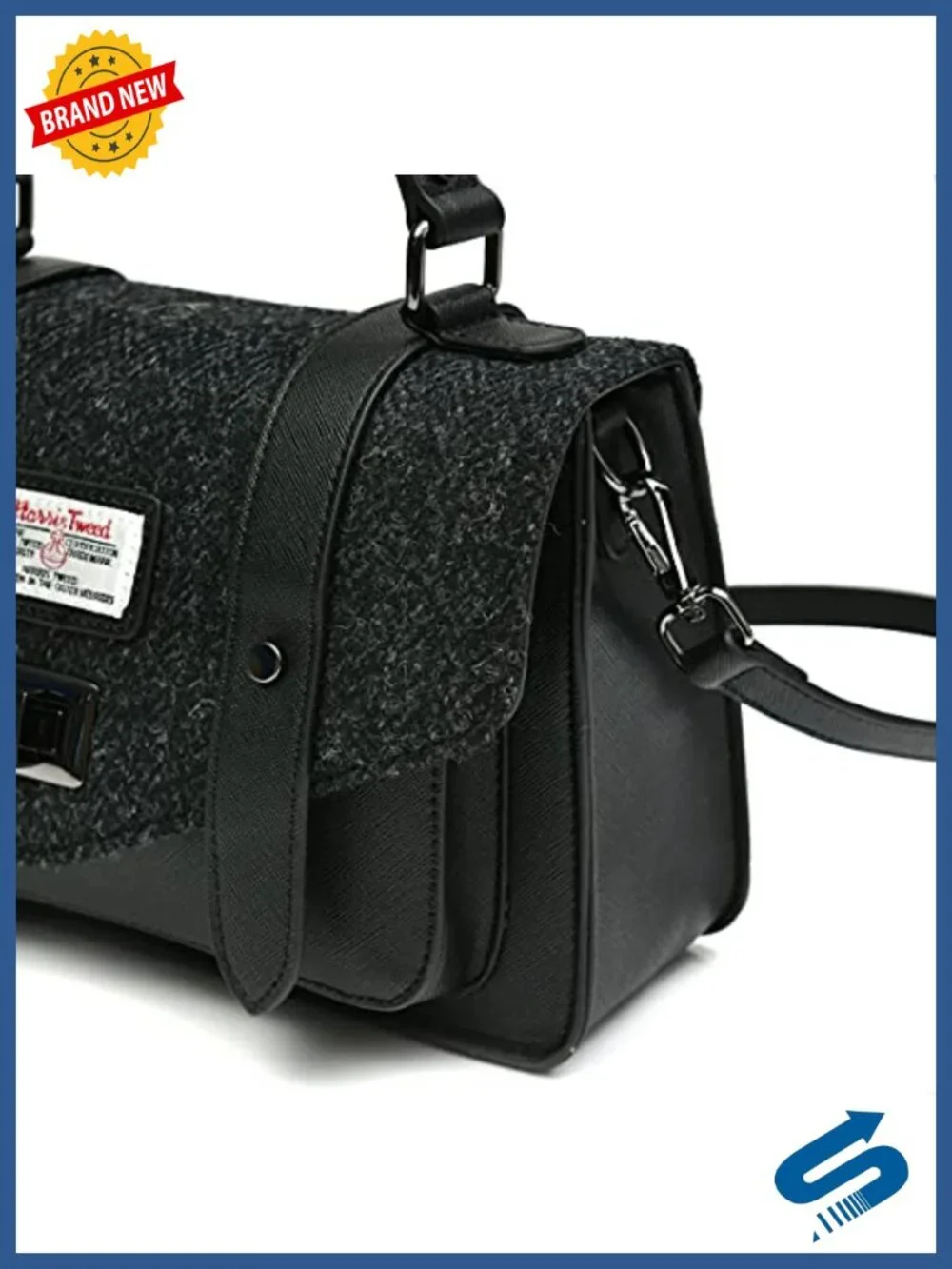 Medium Satchel Handbag - Premium Microfibre Leather, Dual-Buckle Closure,